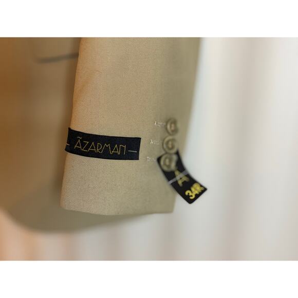AZARMAN Slim Fit 2 Button Beige Notch Lapel Suit Jacket - Picture 6 of 10